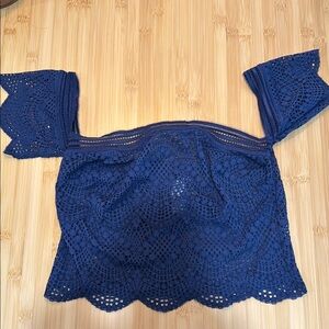 Navy Lace Off-Shoulder Top